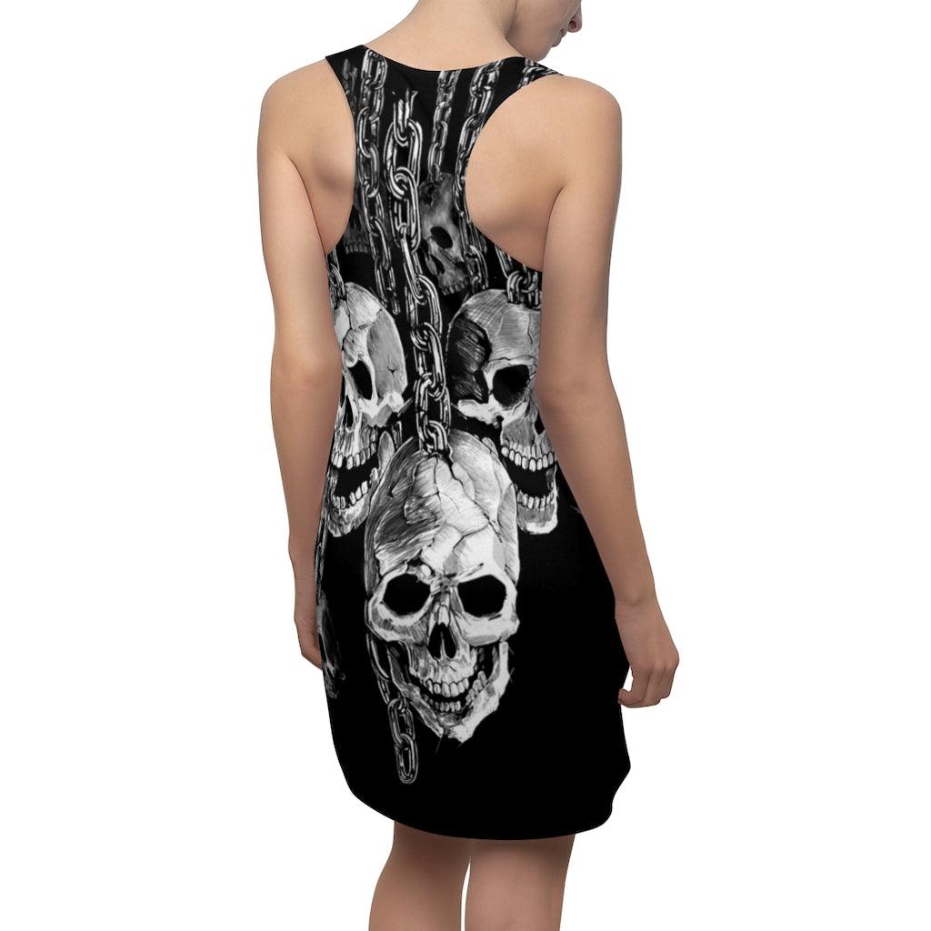 Skull With Iron Chain Women's Cut & Sew Racerback Dress - Wonder Skull