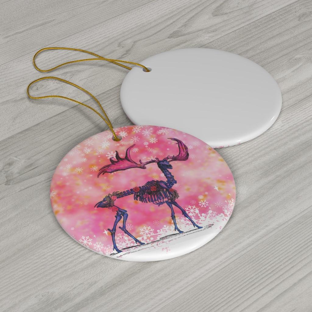 Reindeer Skull Floral Ceramic Ornaments - Wonder Skull
