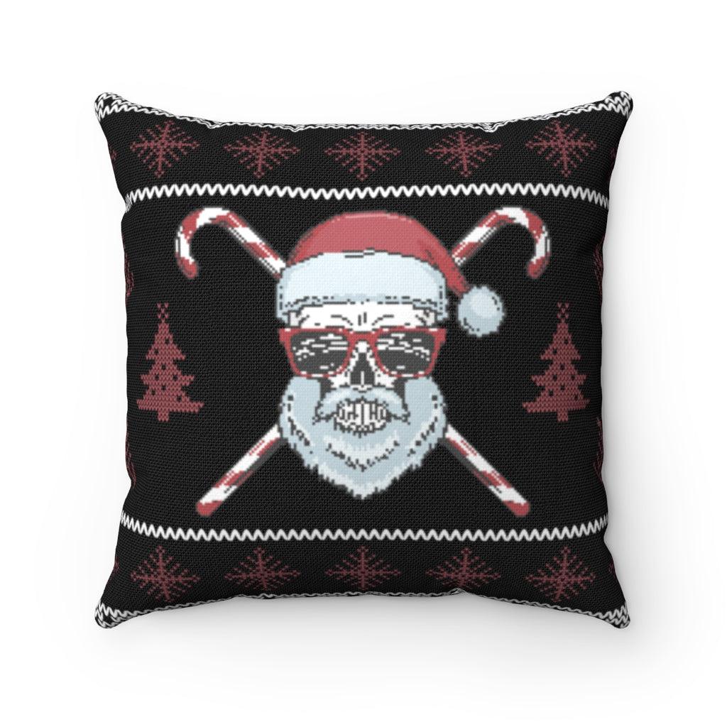Pixel Christmas Skull Spun Polyester Square Pillow - Wonder Skull