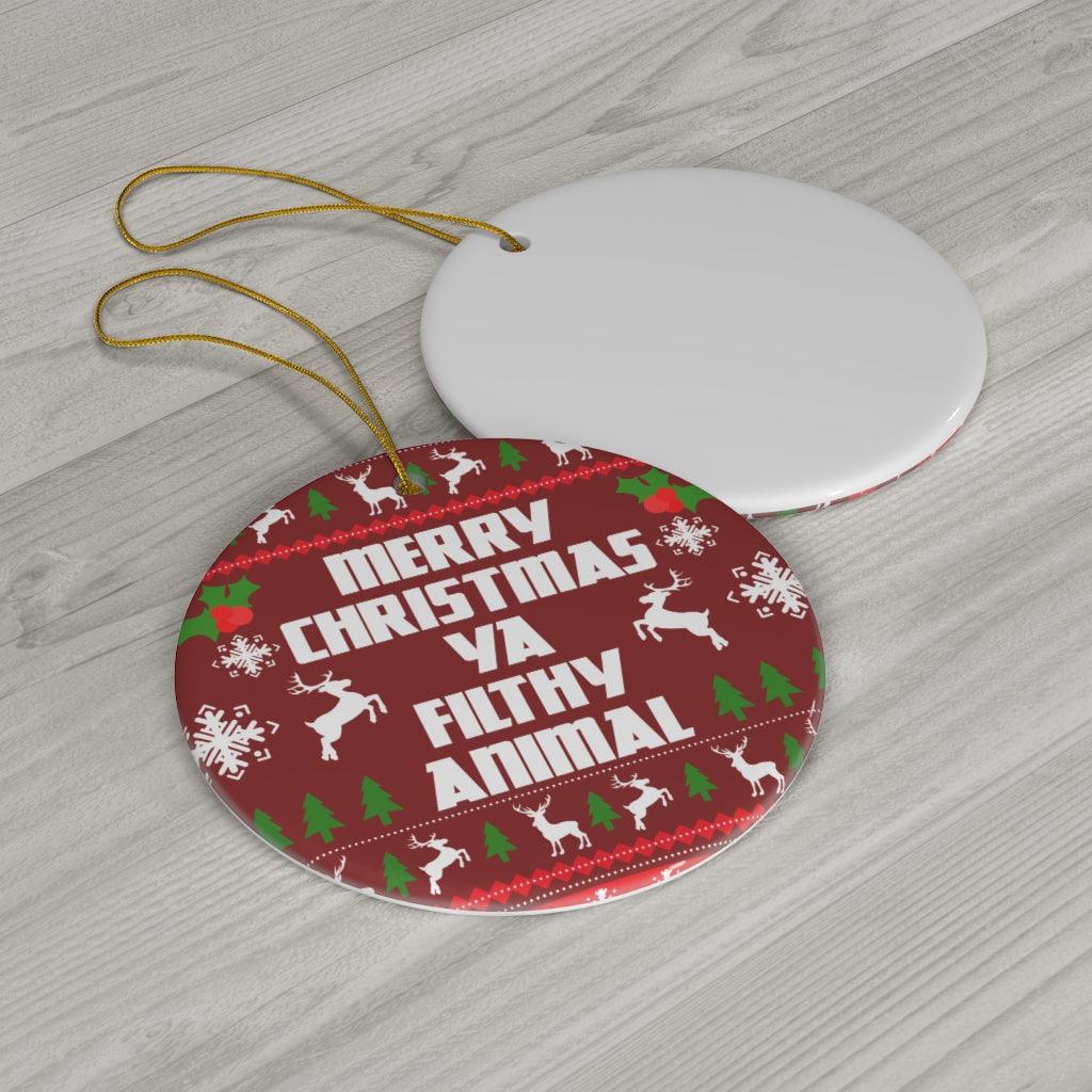 Merry Christmas Ya Filthy Animal Ceramic Ornaments - Wonder Skull