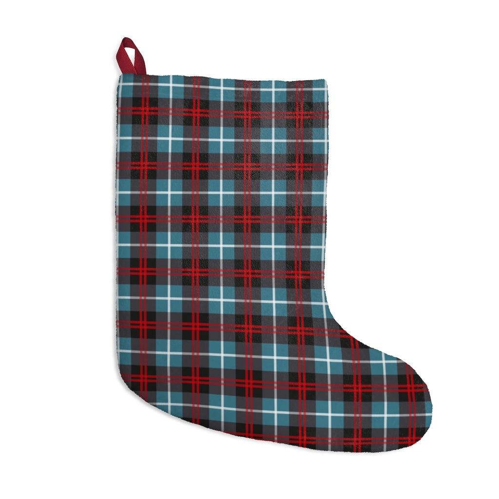Plaid Cyan Flannel Stockings - Wonder Skull