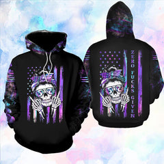 Skull Mom Zero Fucks Given Funny Hoodie For Women - Wonder Skull