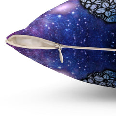 Floral Butterfly Skull Spun Polyester Square Pillow - Wonder Skull