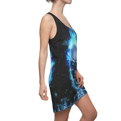 Fire Turquoise Skull Women's Cut & Sew Racerback Dress - Wonder Skull