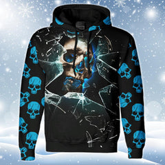 Broken Skull Print Unisex Pullover Hoodie - Wonder Skull