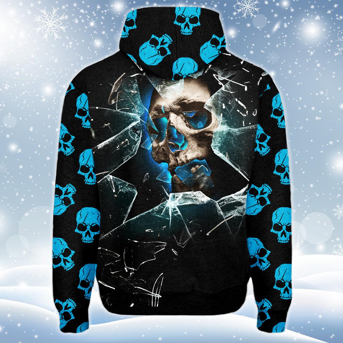 Broken Skull Print Unisex Pullover Hoodie - Wonder Skull