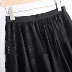 Floral Lace Long Skirt, Elegant High Waist Bottom Wear For Women - Wonder Skull