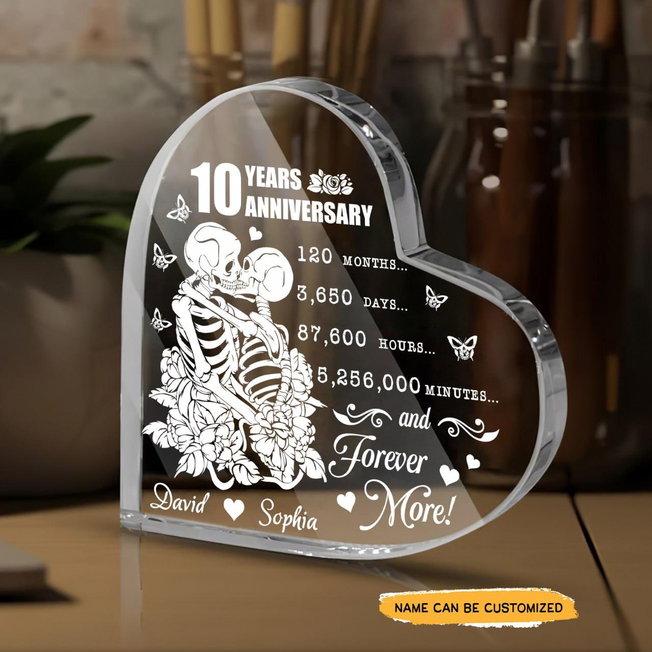 Forever More - Customized 10th Marriage Gifts Couple Crystal Heart - Wonder Skull