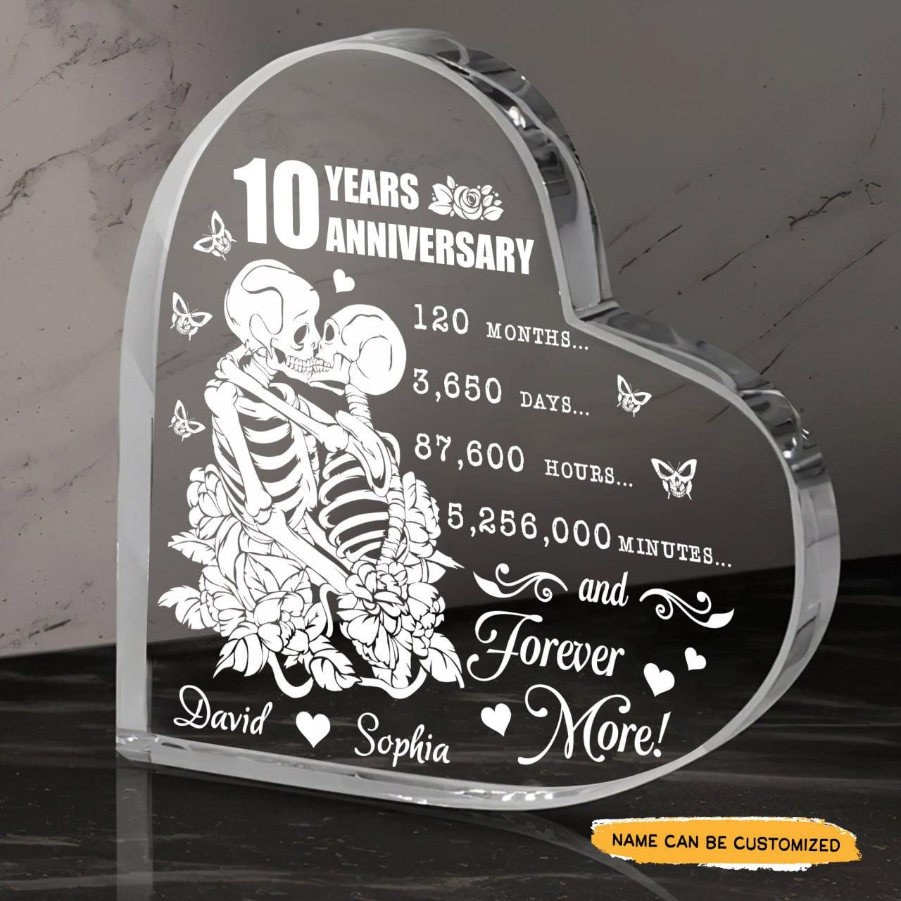 Forever More - Customized 10th Marriage Gifts Couple Crystal Heart - Wonder Skull