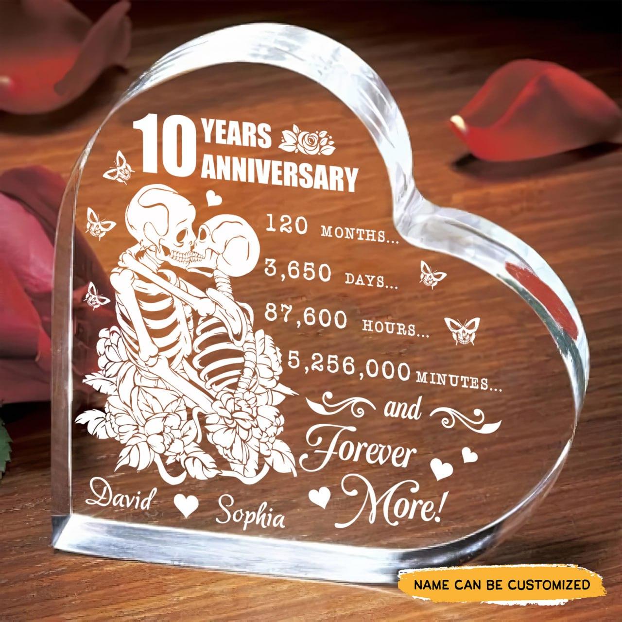 Forever More - Customized 10th Marriage Gifts Couple Crystal Heart - Wonder Skull
