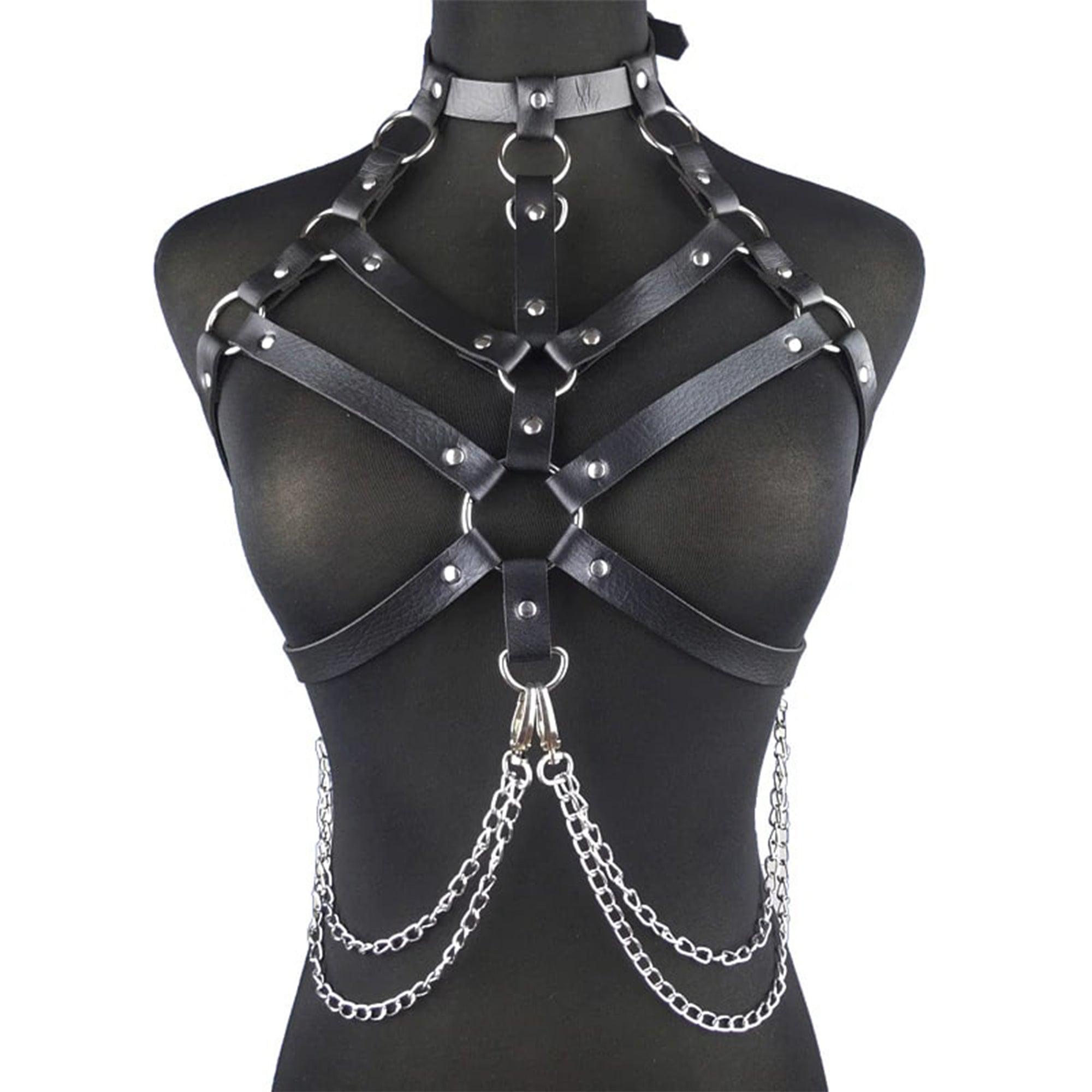 Gothic Chest Harness Body Collection, Sexy Lingerie Top Leather For Women - Wonder Skull