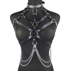 Gothic Chest Harness Body Collection, Sexy Lingerie Top Leather For Women - Wonder Skull