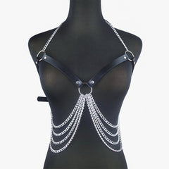 Gothic Chest Harness Body Collection, Sexy Lingerie Top Leather For Women - Wonder Skull