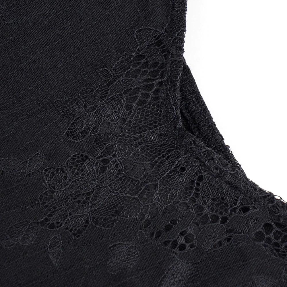 Gothic Dark Split Lace Sexy Midi Dresses, Fashionable Sleeveless Partywear For Women - Wonder Skull