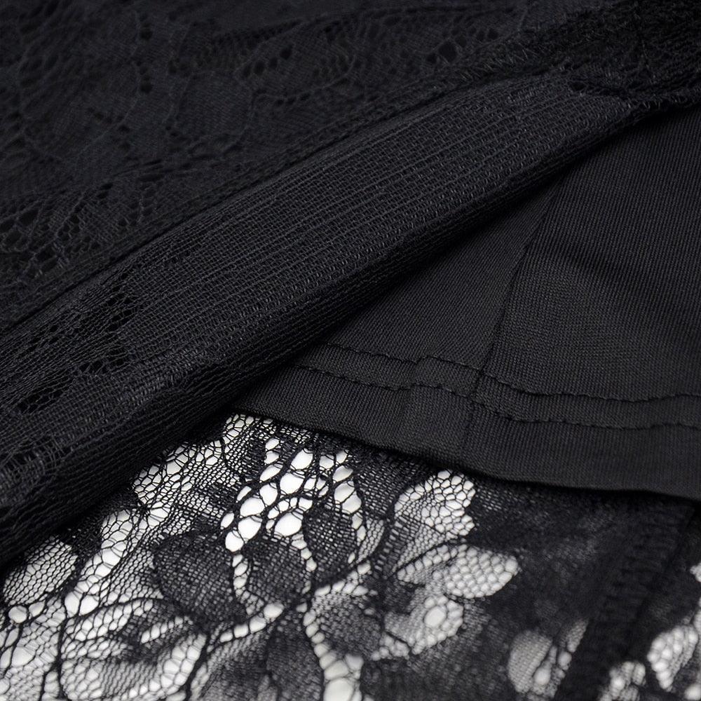 Gothic Dark Split Lace Sexy Midi Dresses, Fashionable Sleeveless Partywear For Women - Wonder Skull
