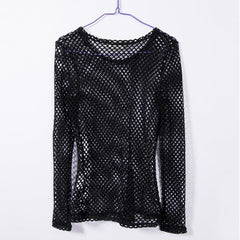Gothic Fishnet Top, Sexy Long Sleeves Party Wear For Women - Wonder Skull