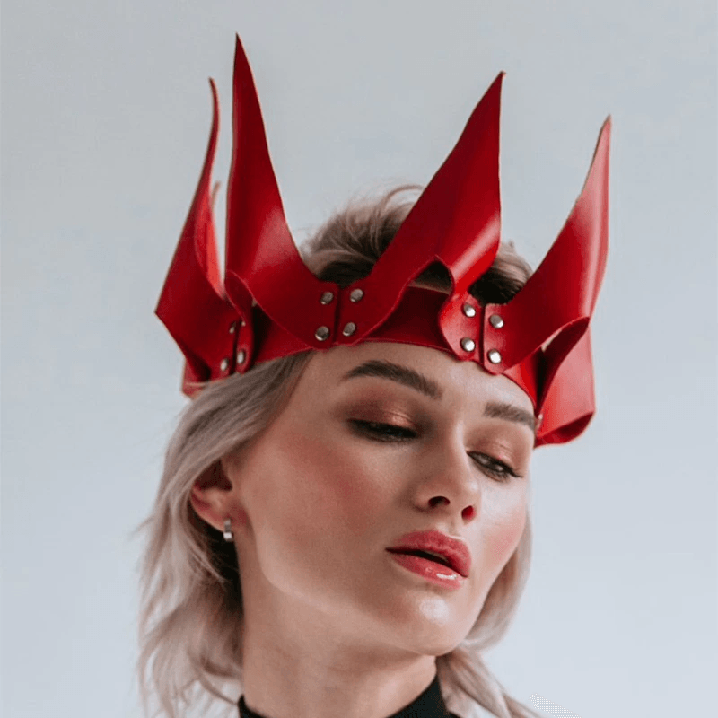 Gothic Leather Crown, Impressive Costume Accessories For Women - Wonder Skull