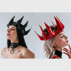 Gothic Leather Crown, Impressive Costume Accessories For Women - Wonder Skull