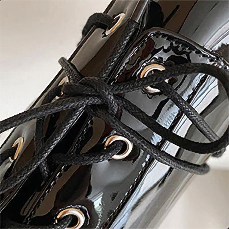 Gothic Leather Knee High Boots, Trending High Heel Shoes For Women - Wonder Skull