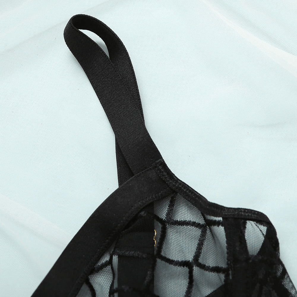 Gothic Plaid Bodysuit, Sensual Lingerie With Chain For Women - Wonder Skull