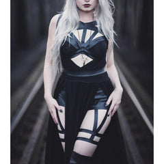 Gothic Split Long Dress, Sexy Vestido Bustier For Women - Wonder Skull