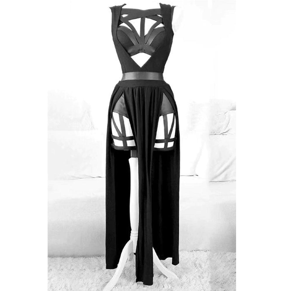 Gothic Split Long Dress, Sexy Vestido Bustier For Women - Wonder Skull