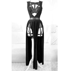 Gothic Split Long Dress, Sexy Vestido Bustier For Women - Wonder Skull