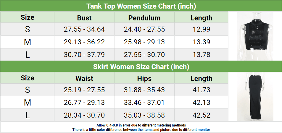 Gothic Tank Tops Skirt Set, Elegant 2 Piece Partywear For Women - Wonder Skull