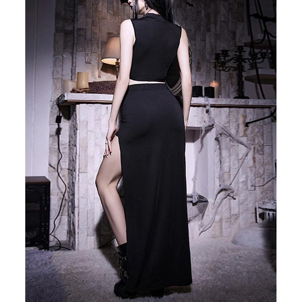 Gothic Tank Tops Skirt Set, Elegant 2 Piece Partywear For Women - Wonder Skull