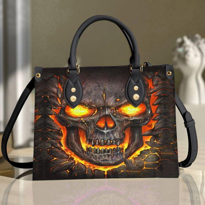 Purple Skull Lava Leather Bag, Amazing Purses For Women - Wonder Skull