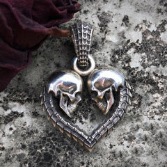 Heart Skull Necklace, Necklace Chain, Pendant Badass Unique Design - Wonder Skull