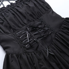 Multi Color Gothic Lace Puff Sleeve Dress, Cool Partywear For Women - Wonder Skull