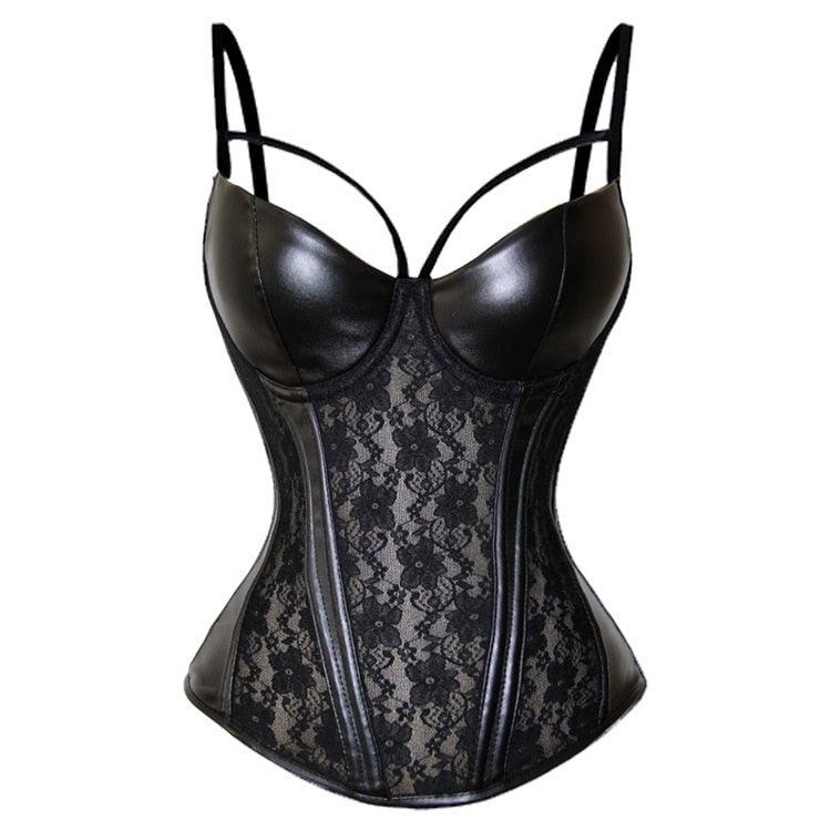 Gothic Elasticity Corset , Sexy Lace Mesh Bustier - Wonder Skull