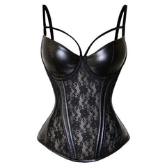Gothic Elasticity Corset , Sexy Lace Mesh Bustier - Wonder Skull