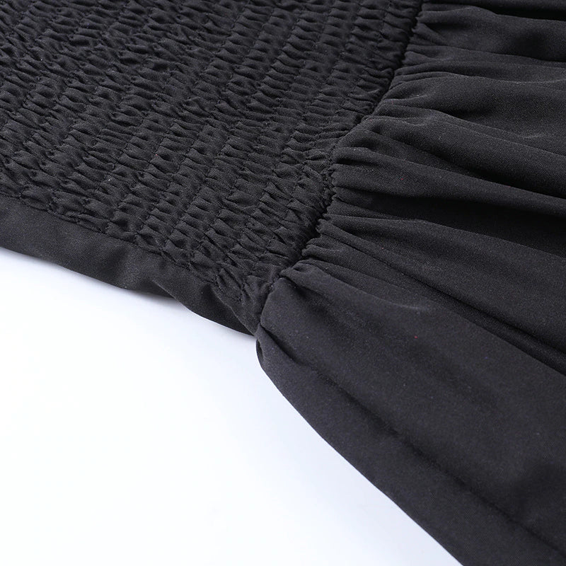 Multi Color Gothic Lace Puff Sleeve Dress, Cool Partywear For Women - Wonder Skull