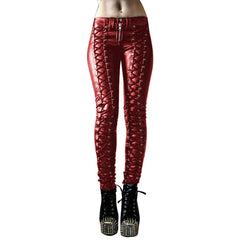 Black Faux Leather Pants, Amazing Gothic Leggings For Women - Wonder Skull