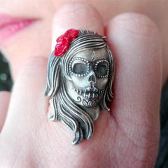 Day Of The Dead Skull Rings, Gorgeous Band Ring - Wonder Skull