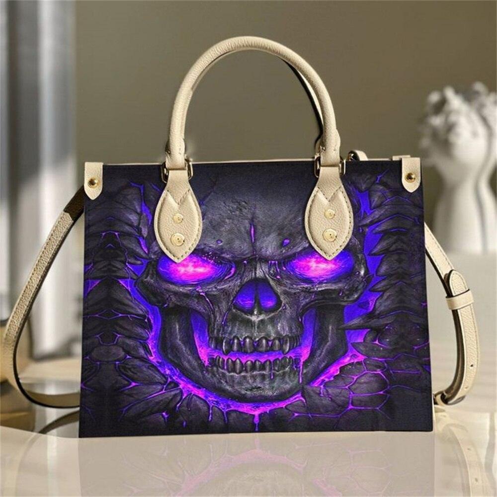 Purple Skull Lava Leather Bag, Amazing Purses For Women - Wonder Skull