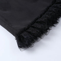 Multi Color Gothic Lace Puff Sleeve Dress, Cool Partywear For Women - Wonder Skull