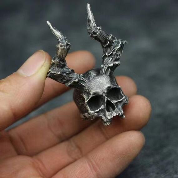 Horned Skull Ring, Badass Devil Gothic Band Ring - Wonder Skull