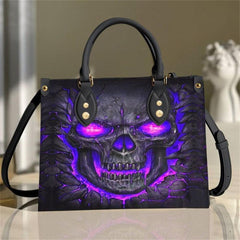 Purple Skull Lava Leather Bag, Amazing Purses For Women - Wonder Skull