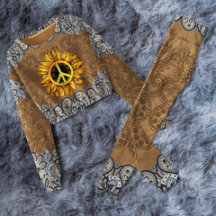 Sunflower Hippie Combo Long Sleeve Sweatshirt and Leggings - Wonder Skull