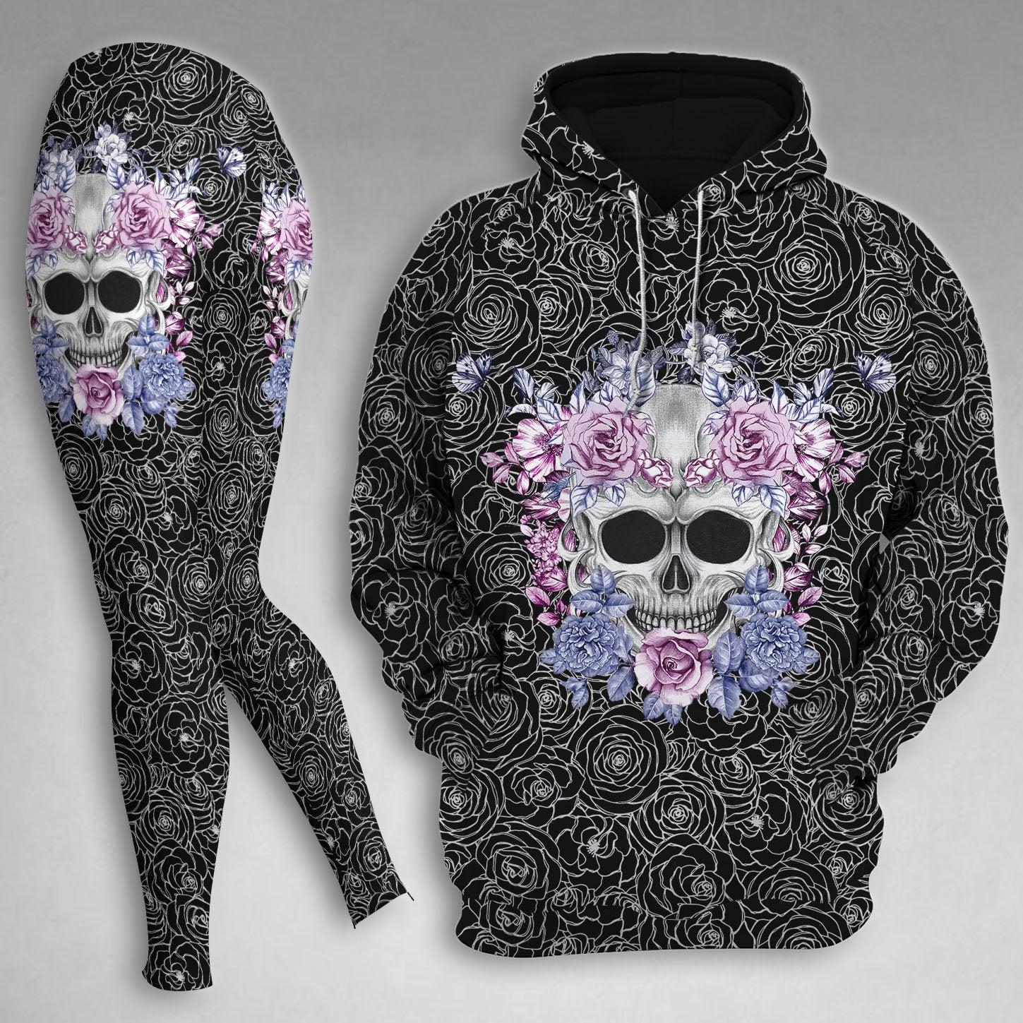 Skull Rose Gothic Combo Hoodie and Leggings - Wonder Skull