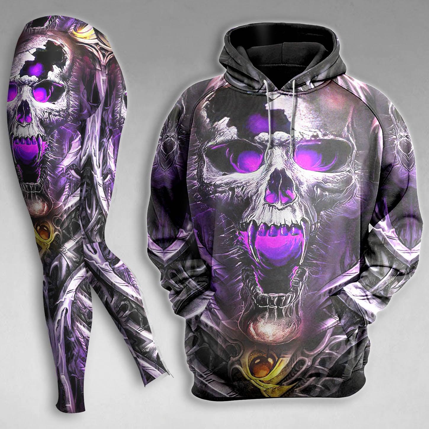 Skull Purple Gothic Combo Hoodie and Leggings - Wonder Skull