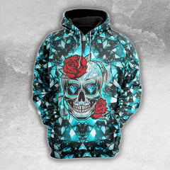 Crack Cyan Skull Rose Combo Hoodie and Leggings - Wonder Skull