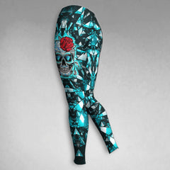 Crack Cyan Skull Rose Combo Hoodie and Leggings - Wonder Skull