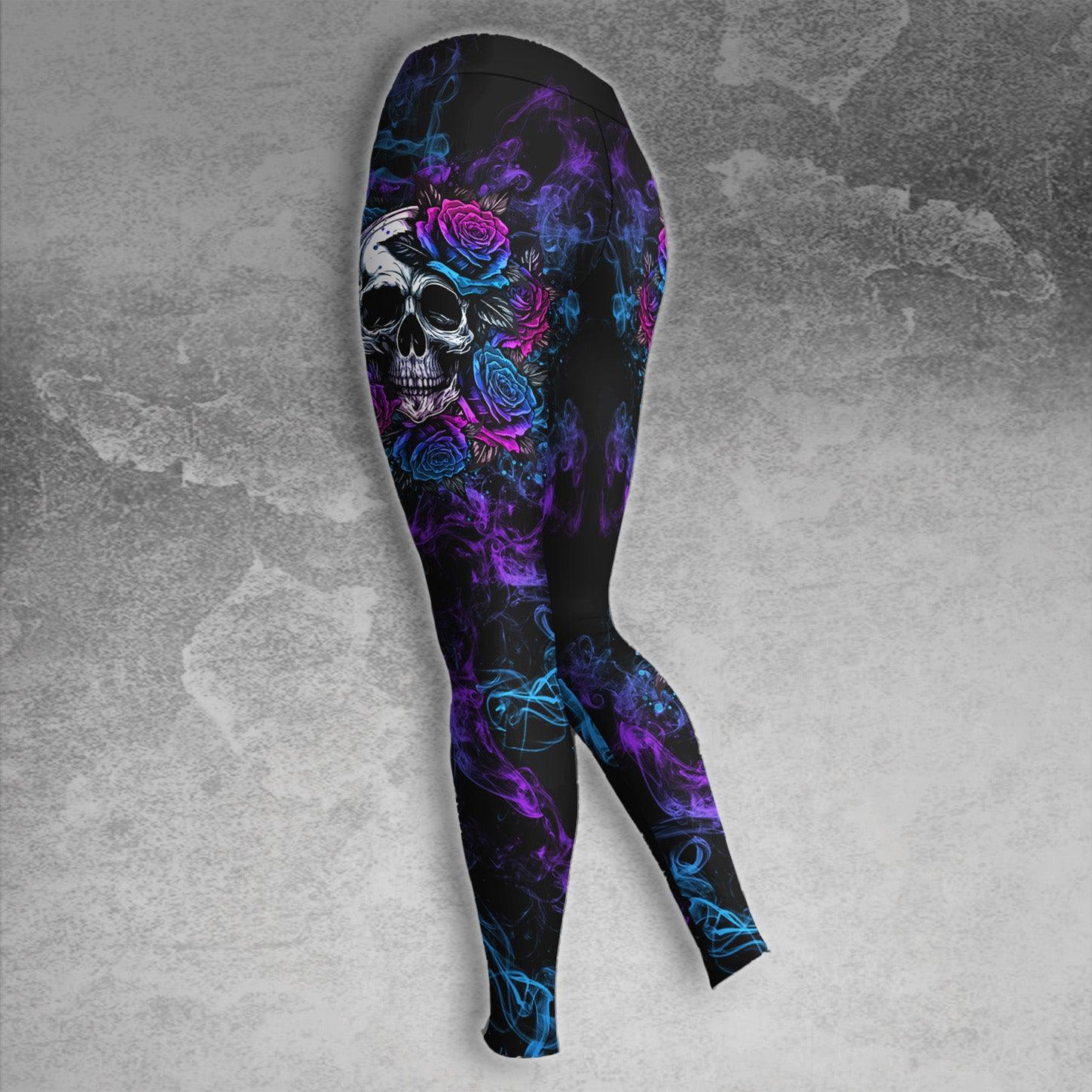 Gun Rose Purple Skull Bones Combo Hoodie and Leggings - Wonder Skull