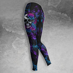 Gun Rose Purple Skull Bones Combo Hoodie and Leggings - Wonder Skull