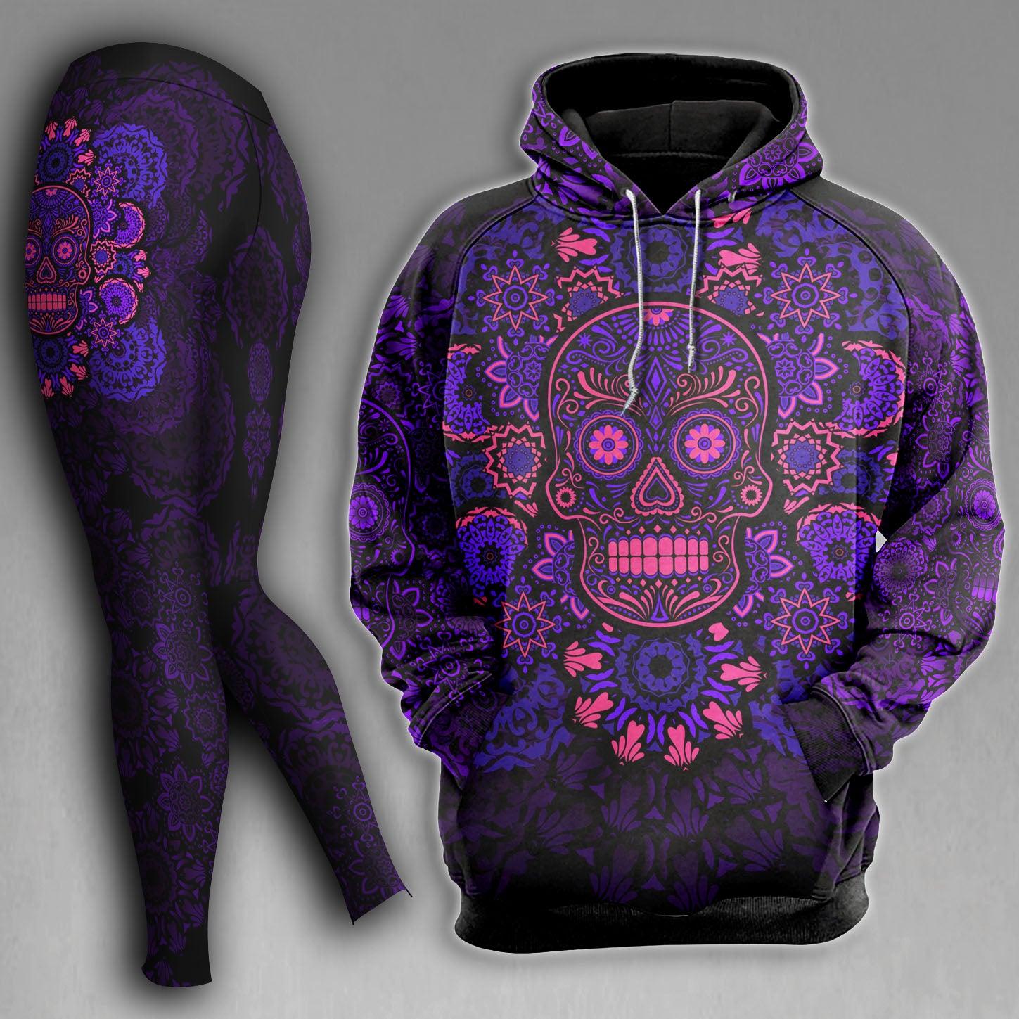 Skull Sugar Purple Gothic Combo Hoodie and Leggings - Wonder Skull