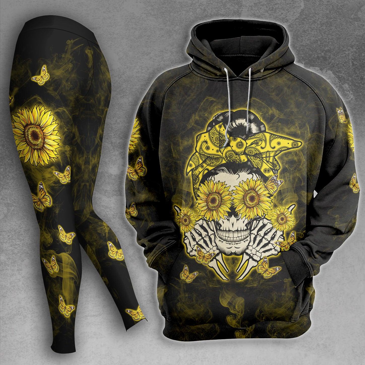 Sunflower Skull Butterfly Combo Hoodie and Leggings - Wonder Skull